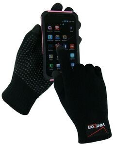 Texting gloves for smartphone with custom embroidery imprint.